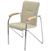 Стул Helmi HL-F03 "Самба", каркас металл хром, экокожа, бежевый, бук BOX2 Стул Helmi HL-F03 "Самба", каркас металл хром, экокожа, бежевый, бук BOX2