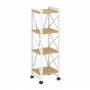 Loft Стеллаж на колесных опорах-4 полки VR.L-MST.K-4.4 Тиквуд светлый/Белый металл 400*400*1334