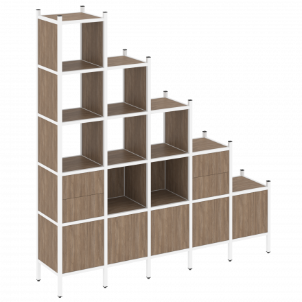 Loft Прямой стеллаж наборный VR.L-23 Дуб аризона/Белый металл 2110*446*2280 Loft Прямой стеллаж наборный VR.L-23 Дуб аризона/Белый металл 2110*446*2280