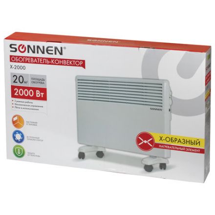 Обогреватель-конвектор SONNEN X-2000, 2000 Вт, напольная/настенная установка, белый, 453496 Обогреватель-конвектор SONNEN X-2000, 2000 Вт, напольная/настенная установка, белый, 453496