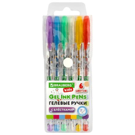 Ручки гелевые С БЛЕСТКАМИ BRAUBERG KIDS "CUTE ANIMALS", НАБОР 6 ЦВЕТОВ, корпус с печатью, узел 1 мм, линия письма 0,7 мм, 144443 Ручки гелевые С БЛЕСТКАМИ BRAUBERG KIDS "CUTE ANIMALS", НАБОР 6 ЦВЕТОВ, корпус с печатью, узел 1 мм, линия письма 0,7 мм, 144443