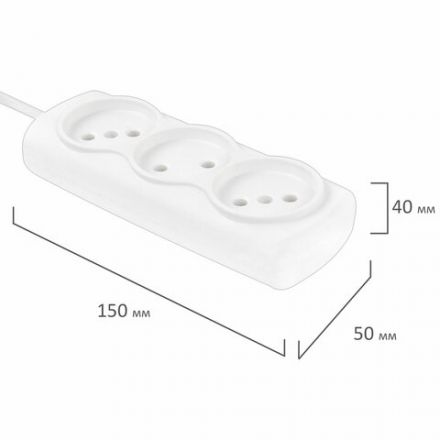 Удлинитель Р16-010, 3 розетки без заземления, 3 м, 2х0,75 мм, 1300 Вт, белый, 563 Удлинитель Р16-010, 3 розетки без заземления, 3 м, 2х0,75 мм, 1300 Вт, белый, 563