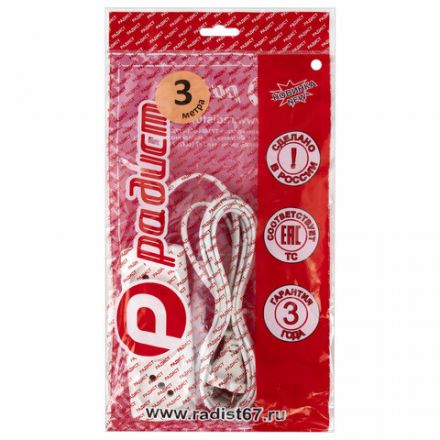 Удлинитель Р16-010, 3 розетки без заземления, 3 м, 2х0,75 мм, 1300 Вт, белый, 563 Удлинитель Р16-010, 3 розетки без заземления, 3 м, 2х0,75 мм, 1300 Вт, белый, 563