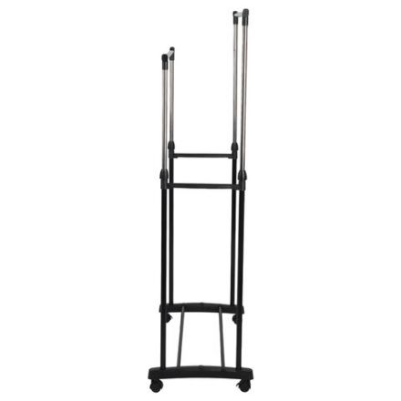 Вешалка для плечиков двухъярусная BOOMHOUSE (БУМХАУС) GR-003 (В900-1600xШ800xГ400 мм), пластик/металл, черный/хром, 701438
