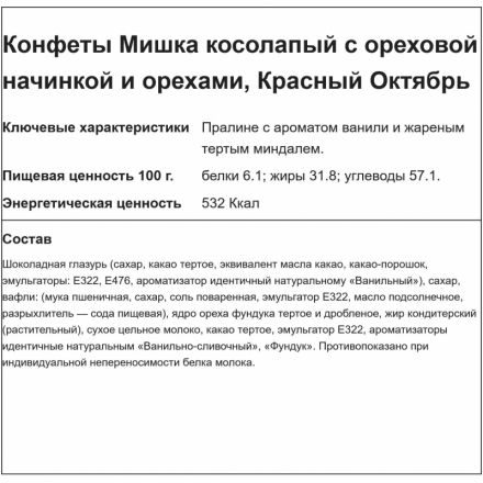Конфеты шоколадные Мишка косолапый,с орехами, 2кг
