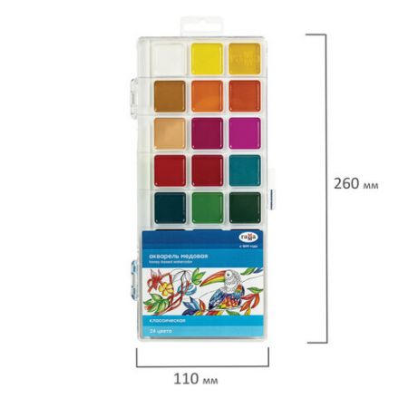 Краски акварельные ГАММА "Классическая", 24 цвета, медовые, пластиковый корпус, европодвес, 1009198 Краски акварельные ГАММА "Классическая", 24 цвета, медовые, пластиковый корпус, европодвес, 1009198
