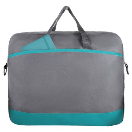 Сумка для документов STAFF MANAGER на молнии с карманом, полиэстер, серо-бирюзовая, 32х37х5 см, 270837