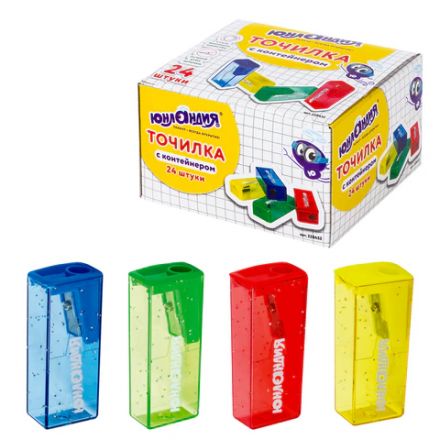 Точилка ЮНЛАНДИЯ "Космо", с контейнером, пластиковая, корпус ассорти, 228452 Точилка ЮНЛАНДИЯ "Космо", с контейнером, пластиковая, корпус ассорти, 228452