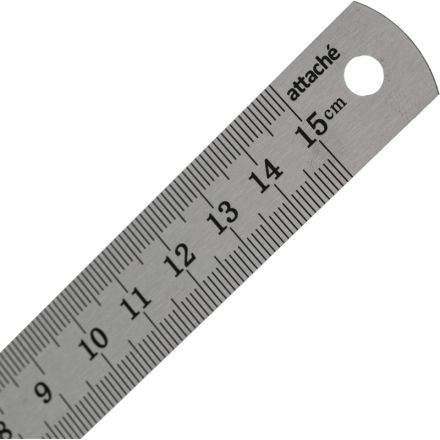 Линейка Attache 15 см металлическая двухсторонняя Линейка Attache 15 см металлическая двухсторонняя