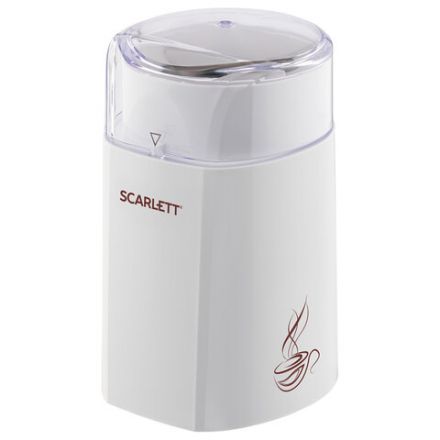 Кофемолка SCARLETT SC-CG44506, 160 Вт, объем 60 г, пластик, ножи из нержавеющей стали, белая с рисунком Кофемолка SCARLETT SC-CG44506, 160 Вт, объем 60 г, пластик, ножи из нержавеющей стали, белая с рисунком