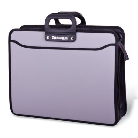 Папка-портфель пластиковая БОЛЬШОГО ФОРМАТА BRAUBERG "ПОРТФОЛИО", А3 (470х380х130 мм), 3 отделения, серая, 223080 Папка-портфель пластиковая БОЛЬШОГО ФОРМАТА BRAUBERG "ПОРТФОЛИО", А3 (470х380х130 мм), 3 отделения, серая, 223080