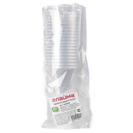 Стакан одноразовый пластиковый, прозрачный 500 мл, КОМПЛЕКТ 20 шт., БЮДЖЕТ, ПП, холодное/горячее, LAIMA, 600939 Стакан одноразовый пластиковый, прозрачный 500 мл, КОМПЛЕКТ 20 шт., БЮДЖЕТ, ПП, холодное/горячее, LAIMA, 600939