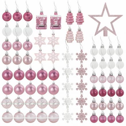 Шары новогодние ёлочные "Elegant Pink" 77 предметов, розовый/белый, ЗОЛОТАЯ СКАЗКА, 591715 Шары новогодние ёлочные "Elegant Pink" 77 предметов, розовый/белый, ЗОЛОТАЯ СКАЗКА, 591715