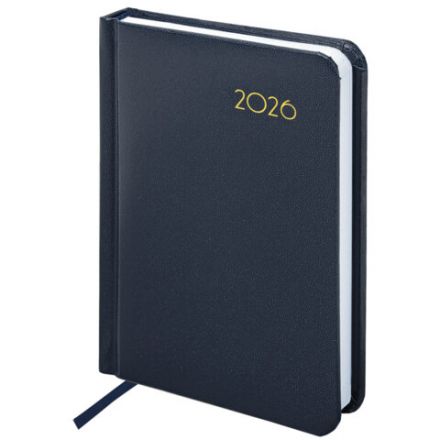 Ежедневник датированный 2026, МАЛЫЙ ФОРМАТ 100х150 мм, А6, BRAUBERG "Select", балакрон, темно-синий, 117259