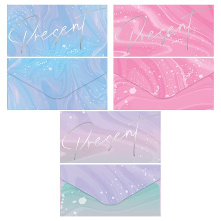 Конверт для денег MESHU "Present" 85*164мм, матовая ламинация, фольга, 3 дизайна Конверт для денег MESHU "Present" 85*164мм, матовая ламинация, фольга, 3 дизайна