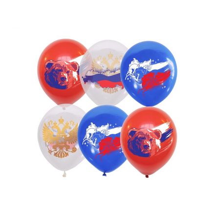 Воздушные шары, 25шт., М12/30см, ПатиБум "Государственная символика", ассорти, европодвес Воздушные шары, 25шт., М12/30см, ПатиБум "Государственная символика", ассорти, европодвес