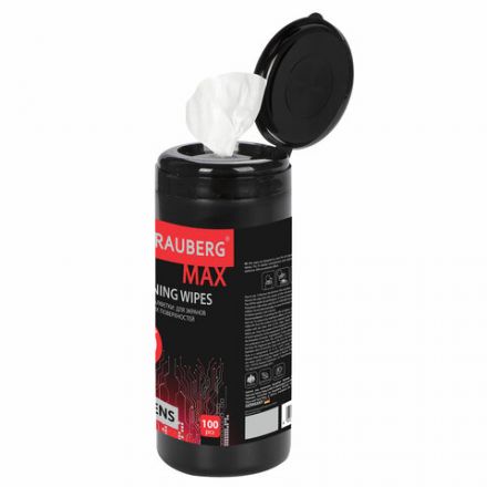 Салфетки для экранов всех типов и оптики BRAUBERG MAX ПЛОТНЫЕ, туба 100 шт., влажные, 513284 Салфетки для экранов всех типов и оптики BRAUBERG MAX ПЛОТНЫЕ, туба 100 шт., влажные, 513284