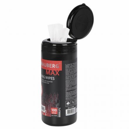 Салфетки для экранов всех типов и оптики BRAUBERG MAX ПЛОТНЫЕ, туба 100 шт., влажные, 513284 Салфетки для экранов всех типов и оптики BRAUBERG MAX ПЛОТНЫЕ, туба 100 шт., влажные, 513284