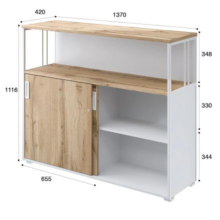 Шкаф-купе Комус Мебель К-Loft 241Н042 1370х420х1116 дуб натур/белый