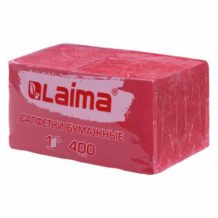 Салфетки бумажные 400 шт., 24х24 см, "Big Pack", красные, 100% целлюлоза, LAIMA, 114727 Салфетки бумажные 400 шт., 24х24 см, "Big Pack", красные, 100% целлюлоза, LAIMA, 114727