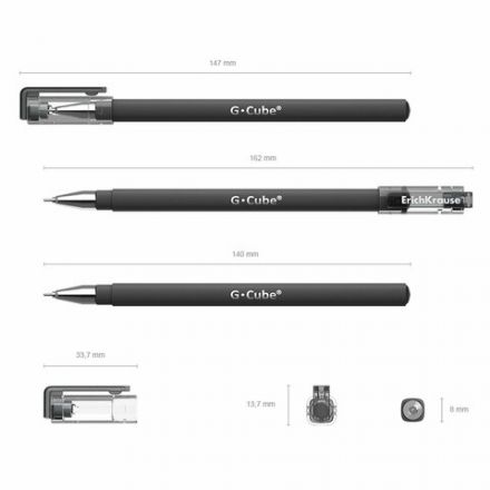 Ручка гелевая ERICH KRAUSE "G-cube", ЧЕРНАЯ, корпус черный, игольчатый узел 0,5 мм, линия письма 0,4 мм, 46447 Ручка гелевая ERICH KRAUSE "G-cube", ЧЕРНАЯ, корпус черный, игольчатый узел 0,5 мм, линия письма 0,4 мм, 46447