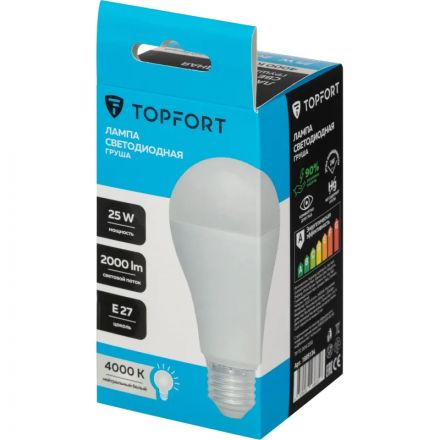 Лампа светодиодная Topfort E27 25W 4000K груша Лампа светодиодная Topfort E27 25W 4000K груша