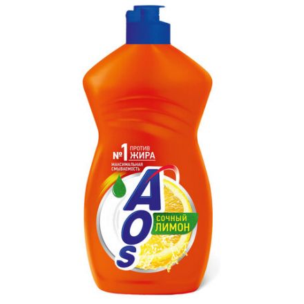 Средство для мытья посуды 450 мл, AOS "Лимон", 1118-3 Средство для мытья посуды 450 мл, AOS "Лимон", 1118-3