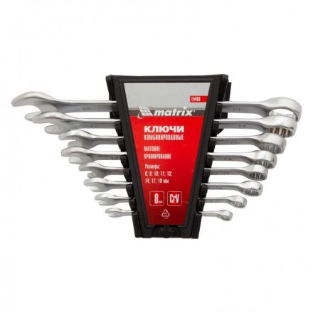 Набор ключей комбинированных 8 шт (6-19 мм) CrV MATRIX 15408 Набор ключей комбинированных 8 шт (6-19 мм) CrV MATRIX 15408