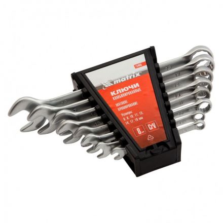 Набор ключей комбинированных 8 шт (6-19 мм) CrV MATRIX 15408 Набор ключей комбинированных 8 шт (6-19 мм) CrV MATRIX 15408