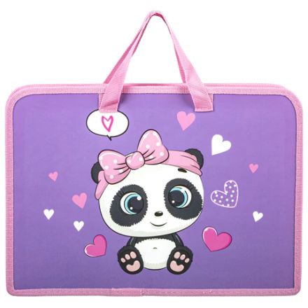 Папка на молнии с ручками ЮНЛАНДИЯ А4, 1 отделение, пластик, ширина 45 мм, "Sweet Panda", 271456