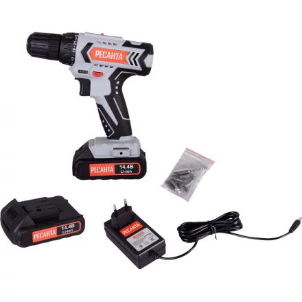Дрель-шуруповерт аккумуляторная РЕСАНТА 14,4В, ДА-14-2Л (75/14/3) Дрель-шуруповерт аккумуляторная РЕСАНТА 14,4В, ДА-14-2Л (75/14/3)