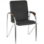 Стул Helmi HL-F03 "Самба", каркас металл хром, экокожа, черный, орех BOX1 Стул Helmi HL-F03 "Самба", каркас металл хром, экокожа, черный, орех BOX1