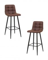 Набор 2 шт Стул барный DOBRIN NICOLE, черные матовые ножки, коричневая микрофибра (PK-03)