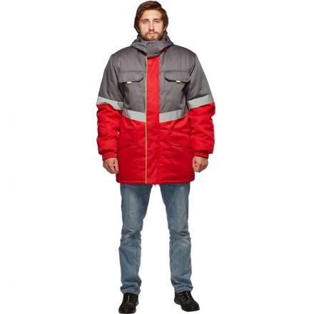 Куртка рабочая зимняя муж з43-КУ сер/красн (р.48-50) 158-164(серия З)