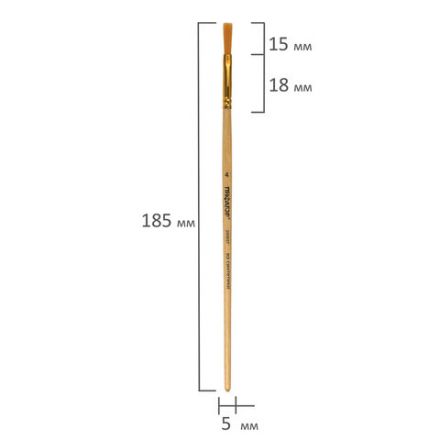 Кисть ПИФАГОР, СИНТЕТИКА, плоская, № 4, деревянная лакированная ручка, с колпачком, 200857 Кисть ПИФАГОР, СИНТЕТИКА, плоская, № 4, деревянная лакированная ручка, с колпачком, 200857
