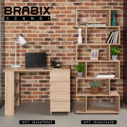 Стол письменный/компьютерный BRABIX "Scandi CD-016", 1100х500х750 мм, 4 ящика, дуб сонома, 641892, ЦБ013707-2
