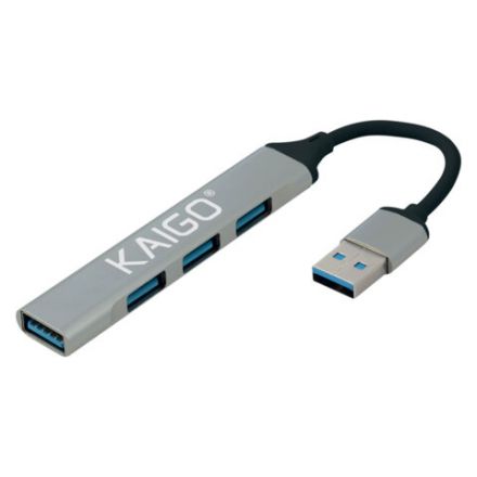 USB-хаб KG-088, USB-A 3.2, высокоскоростной, 4в1, 1хUSB-A 3.2, 3xUSB-A 2.0, 60 мм, серый, KAIGO, 355062