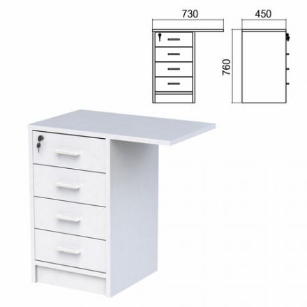 Тумба приставная "Арго", 730х450х760 мм, 4 ящика, замок, серый (КОМПЛЕКТ) Тумба приставная "Арго", 730х450х760 мм, 4 ящика, замок, серый (КОМПЛЕКТ)