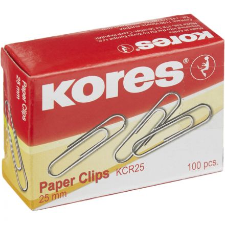 Скрепки Kores металлические никелированные 25 мм (100 штук в упаковке) Скрепки Kores металлические никелированные 25 мм (100 штук в упаковке)
