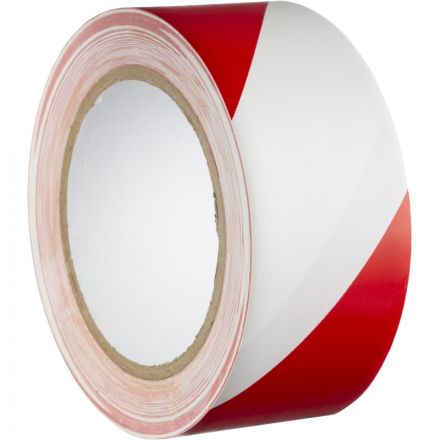 Сигнальная клейкая лента для разметки красная/белая 50 мм x 33 м (KMSY05033)