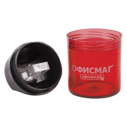 Точилка ОФИСМАГ с контейнером, пластиковая, цилиндрическая, красная, 226940 Точилка ОФИСМАГ с контейнером, пластиковая, цилиндрическая, красная, 226940