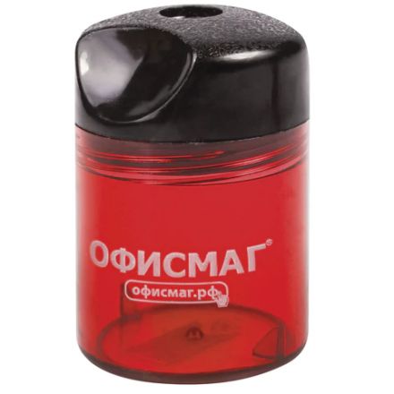 Точилка ОФИСМАГ с контейнером, пластиковая, цилиндрическая, красная, 226940 Точилка ОФИСМАГ с контейнером, пластиковая, цилиндрическая, красная, 226940