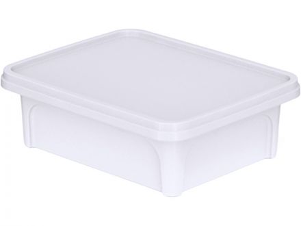 Контейнер п/п 0,34л. прямоугольный, под запайку, с белой крышкой цв. белый Контейнер п/п 0,34л. прямоугольный, под запайку, с белой крышкой цв. белый