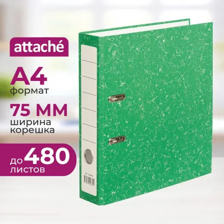 Папка-регистратор Attache Economy без металлических уголков_бюдж 75 мм ч/б, зел, бум/бум