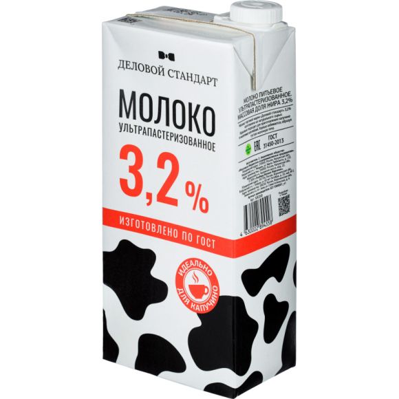 Молоко Деловой стандарт питьевое ультрапастеризованное 3.2% 1 л