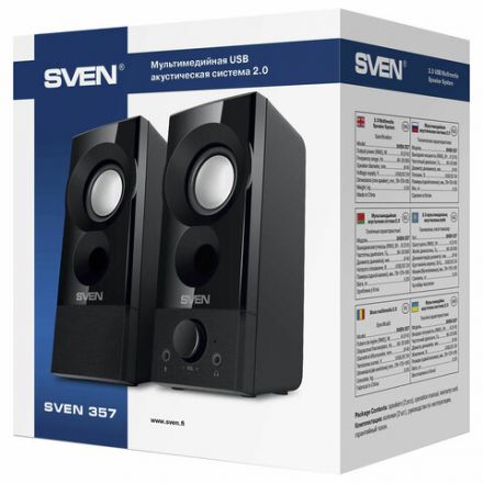 Колонки компьютерные SVEN 357, 2.0, 6 Вт, питание USB, черные, SV-018191 Колонки компьютерные SVEN 357, 2.0, 6 Вт, питание USB, черные, SV-018191