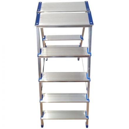 Стремянка двухсторонняя алюм широкая площадка 5ст TARKO 14205е Стремянка двухсторонняя алюм широкая площадка 5ст TARKO 14205е