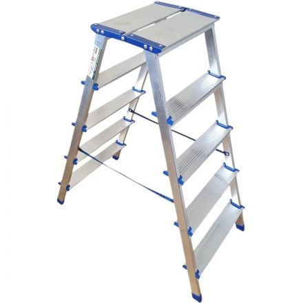 Стремянка двухсторонняя алюм широкая площадка 5ст TARKO 14205е Стремянка двухсторонняя алюм широкая площадка 5ст TARKO 14205е