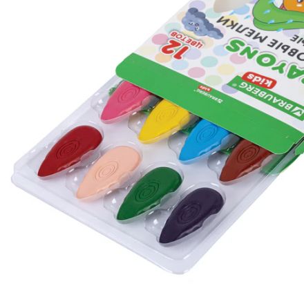 Восковые мелки фигурные BRAUBERG KIDS "Капельки", 12 цветов, 273094 Восковые мелки фигурные BRAUBERG KIDS "Капельки", 12 цветов, 273094