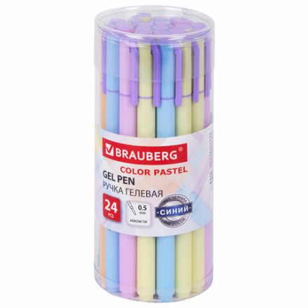 Ручка гелевая BRAUBERG "COLOR PASTEL", СИНЯЯ, корпус ассорти, узел 0,5, линия 0,35 мм, 144121 Ручка гелевая BRAUBERG "COLOR PASTEL", СИНЯЯ, корпус ассорти, узел 0,5, линия 0,35 мм, 144121